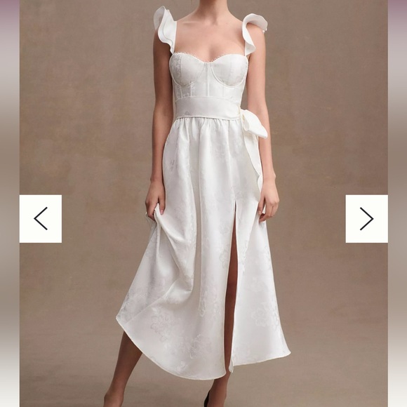 V. Chapman Dresses & Skirts - NWT- V. Chapman Vera Satin Ruffled-Sleeve Bustier Midi Dress